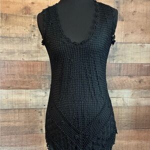 R&M Richards Vintage crochet/bead Black Dress